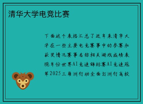 清华大学电竞比赛